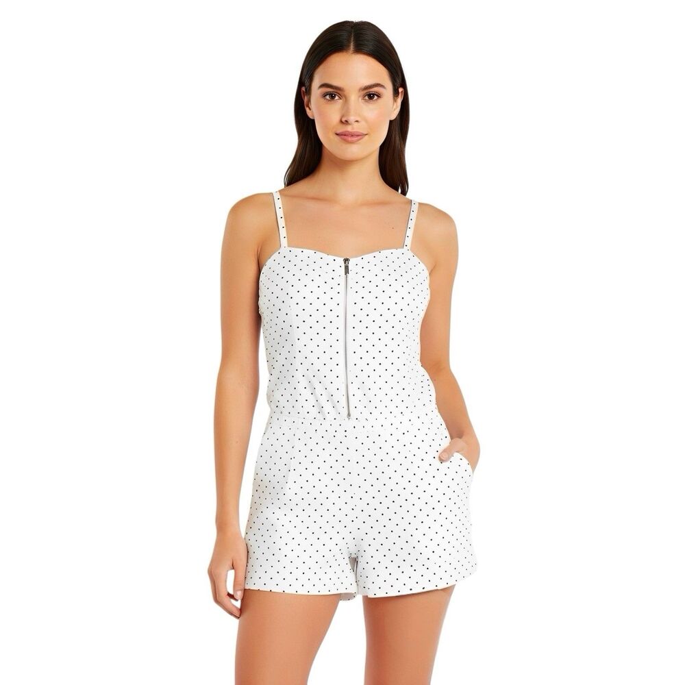 H&M Divided Womens Romper Shorts Sz 2 Polka dots Baddie Y2K Preppy Parisian
